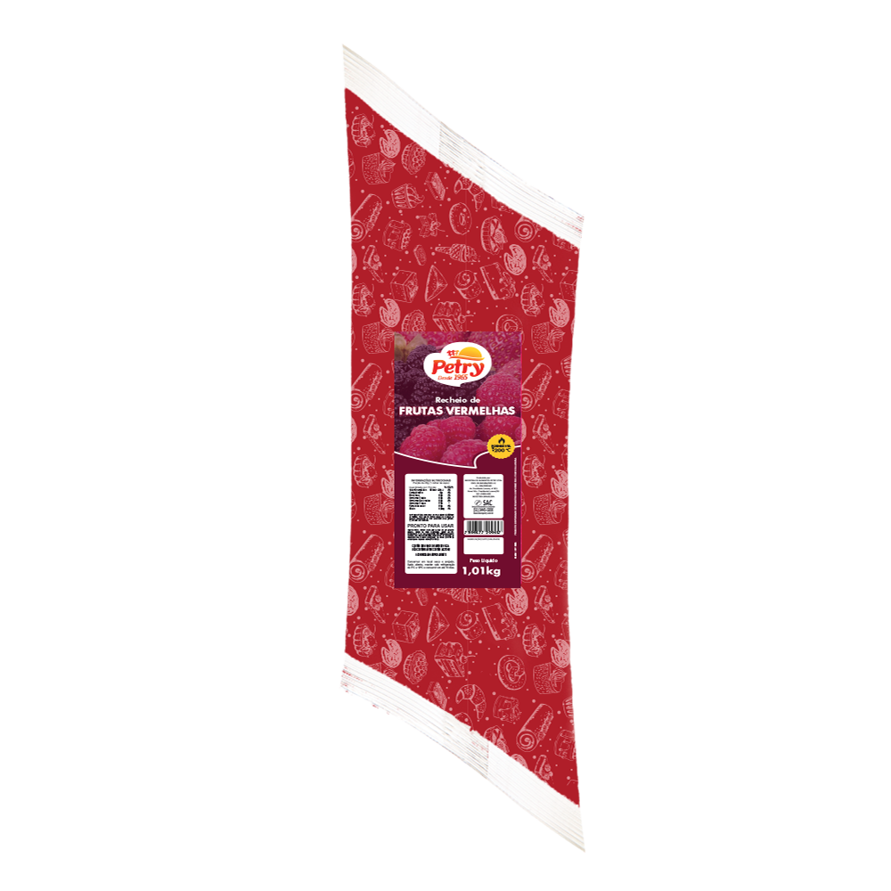 Recheio Forneável Petry sabor Frutas Vermelhas 1,001kg