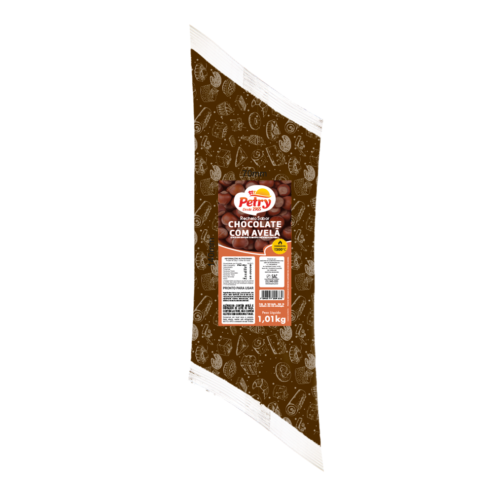 Recheio sabor chocolate com avelã Petry 1,01kg Forneável