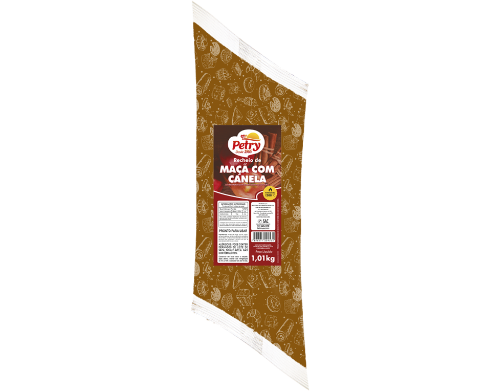 Recheio Forneável Petry sabor Maça com Canela 1,001kg