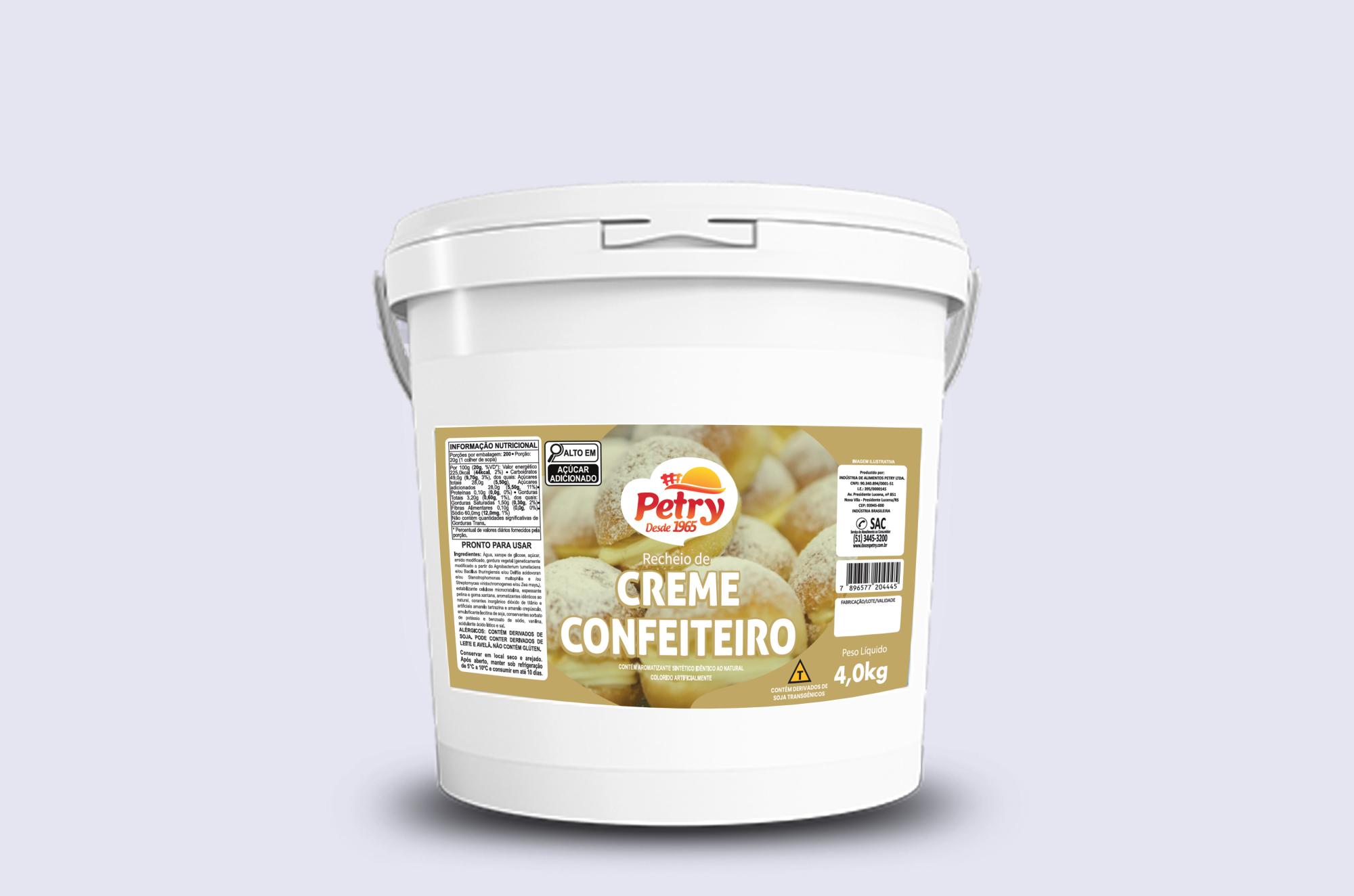 Recheio de creme de confeiteiro Petry 4kg Forneável