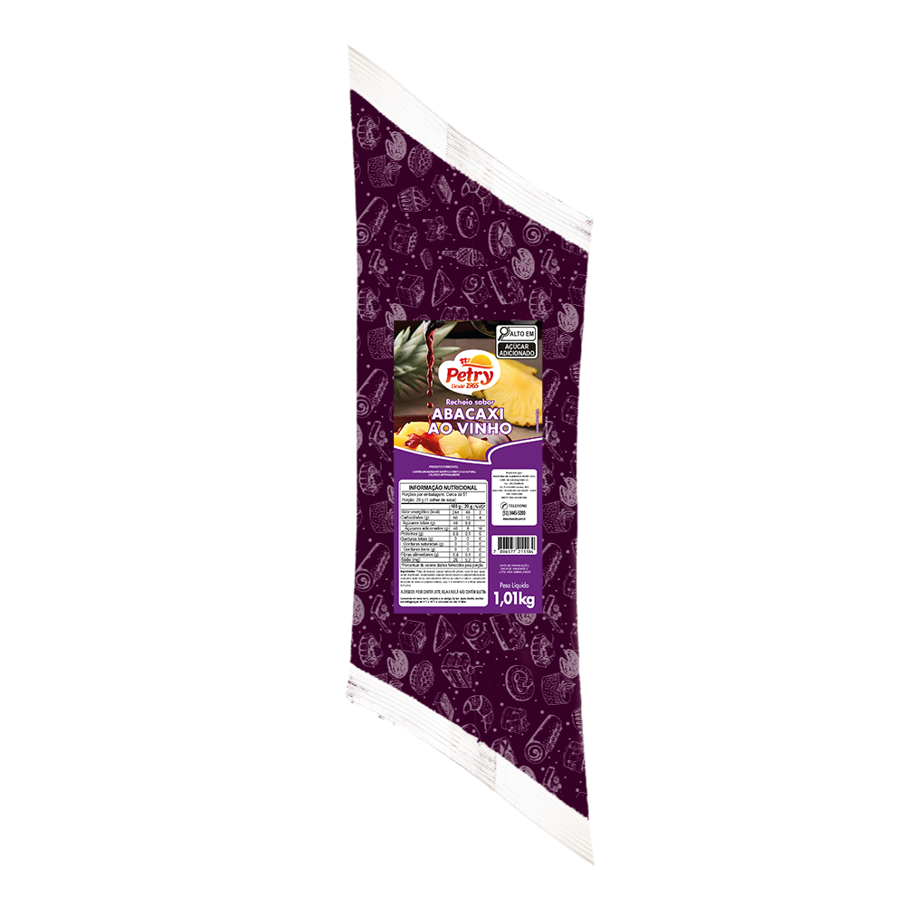 Recheio Forneável Petry sabor Abacaxi ao Vinho 1,001kg