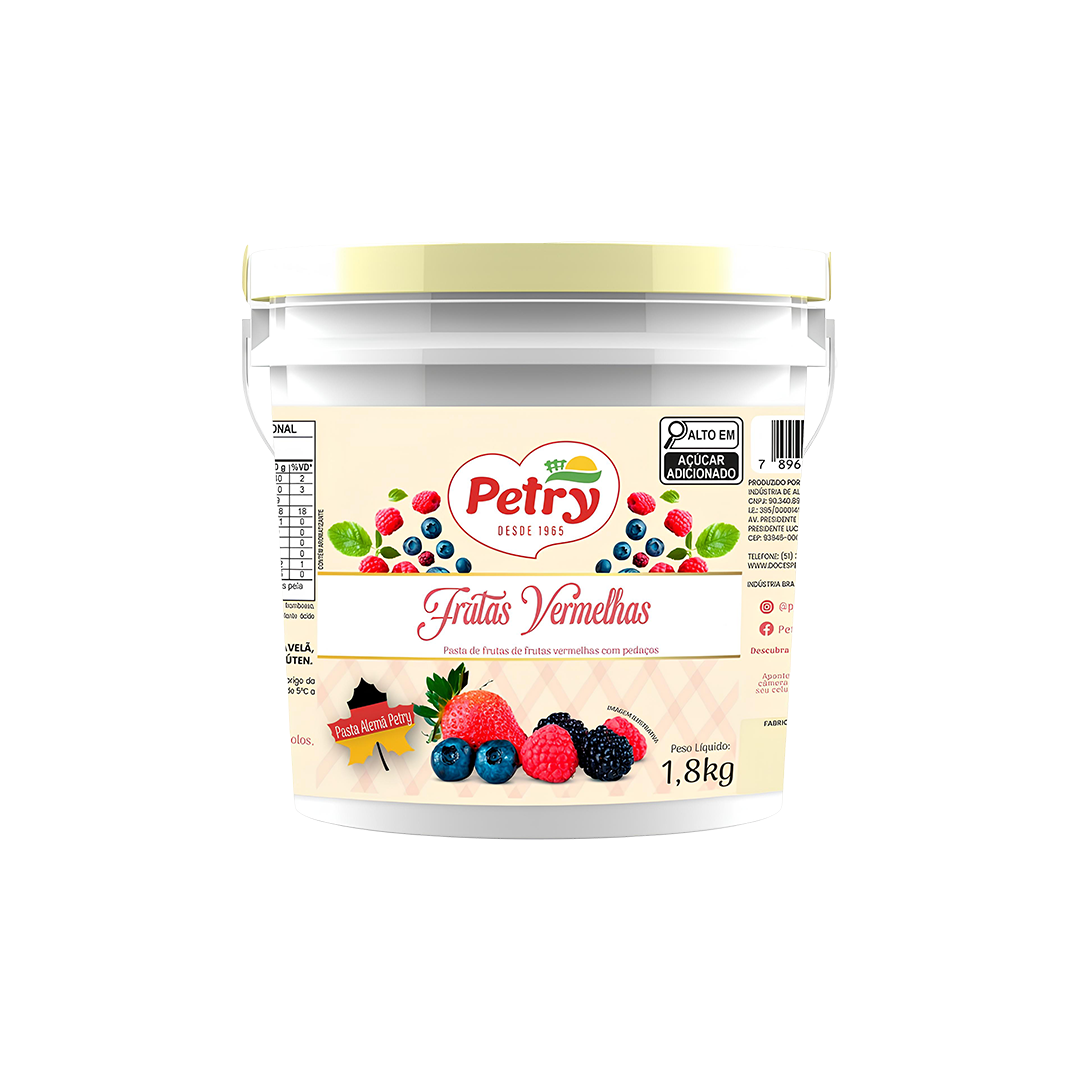 Pasta de Frutas de Frutas Vermelhas com pedaços Petry 1,8kg