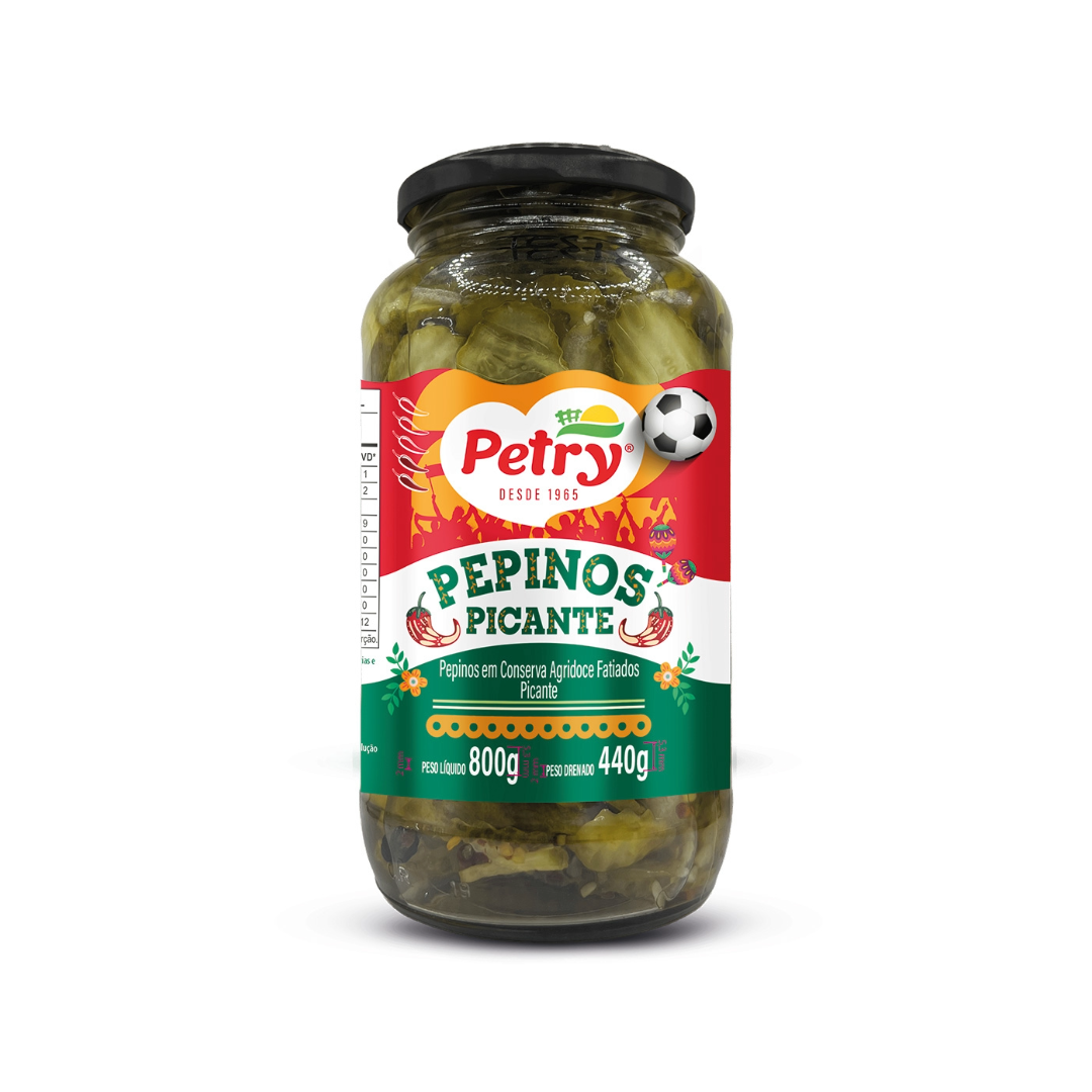 Pepinos em Conserva Agridoce Fatiados Picante Petry 440g