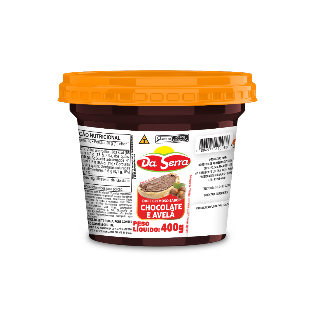 Doce cremoso sabor Chocolate com Avelã Da Serra 400g
