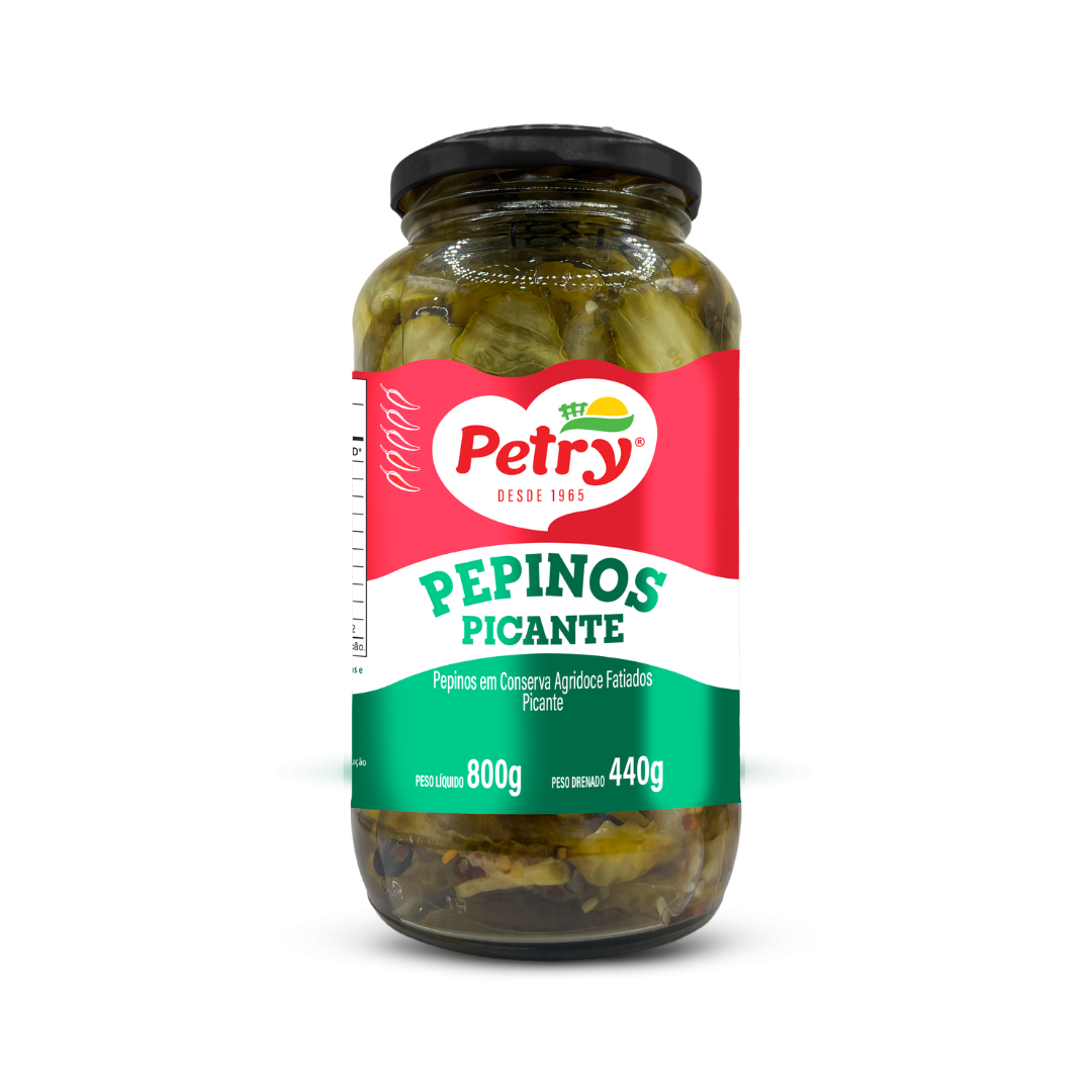 Pepinos em Conserva Agridoce Fatiados Picante Petry 440g