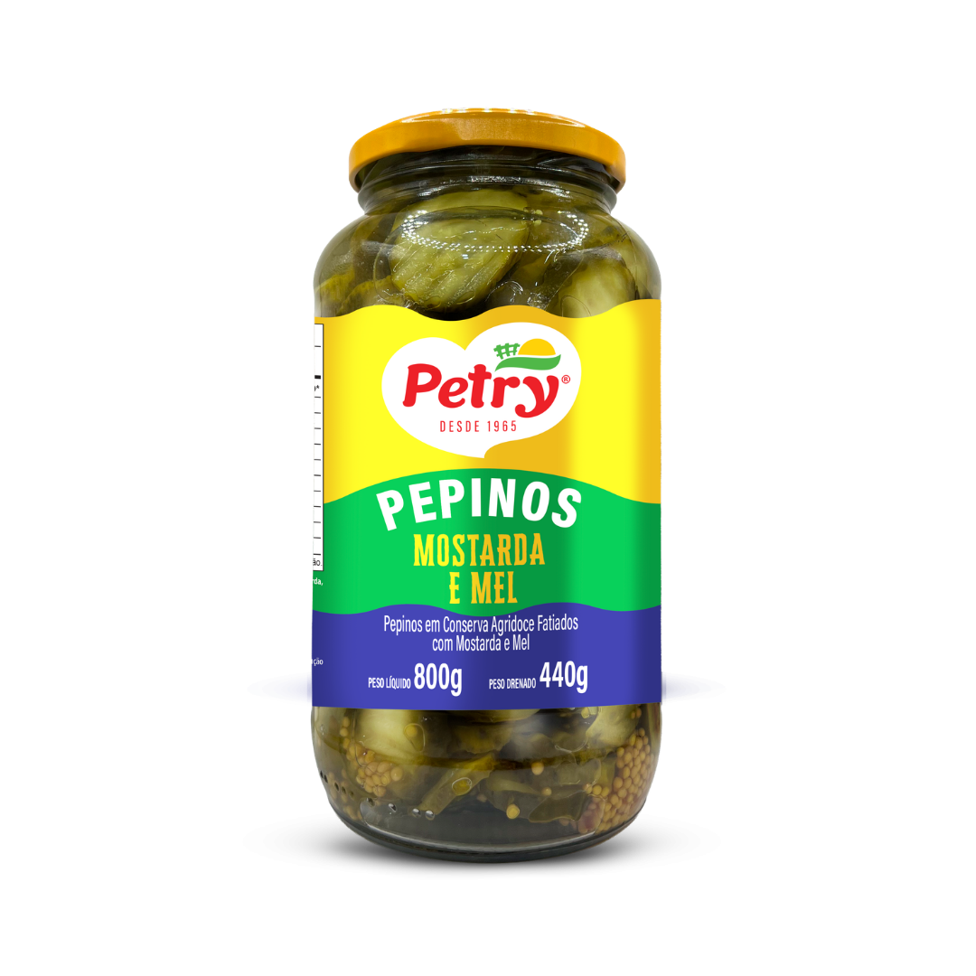 Pepinos em Conserva Agridoce Fatiados com Mostarda e Mel 440g