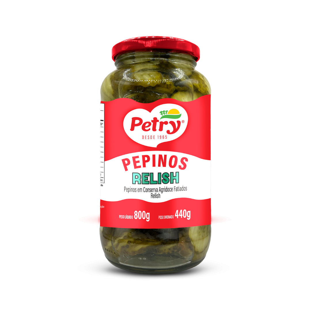 Pepinos em Conserva Agridoce Fatiados Relish Petry 440g