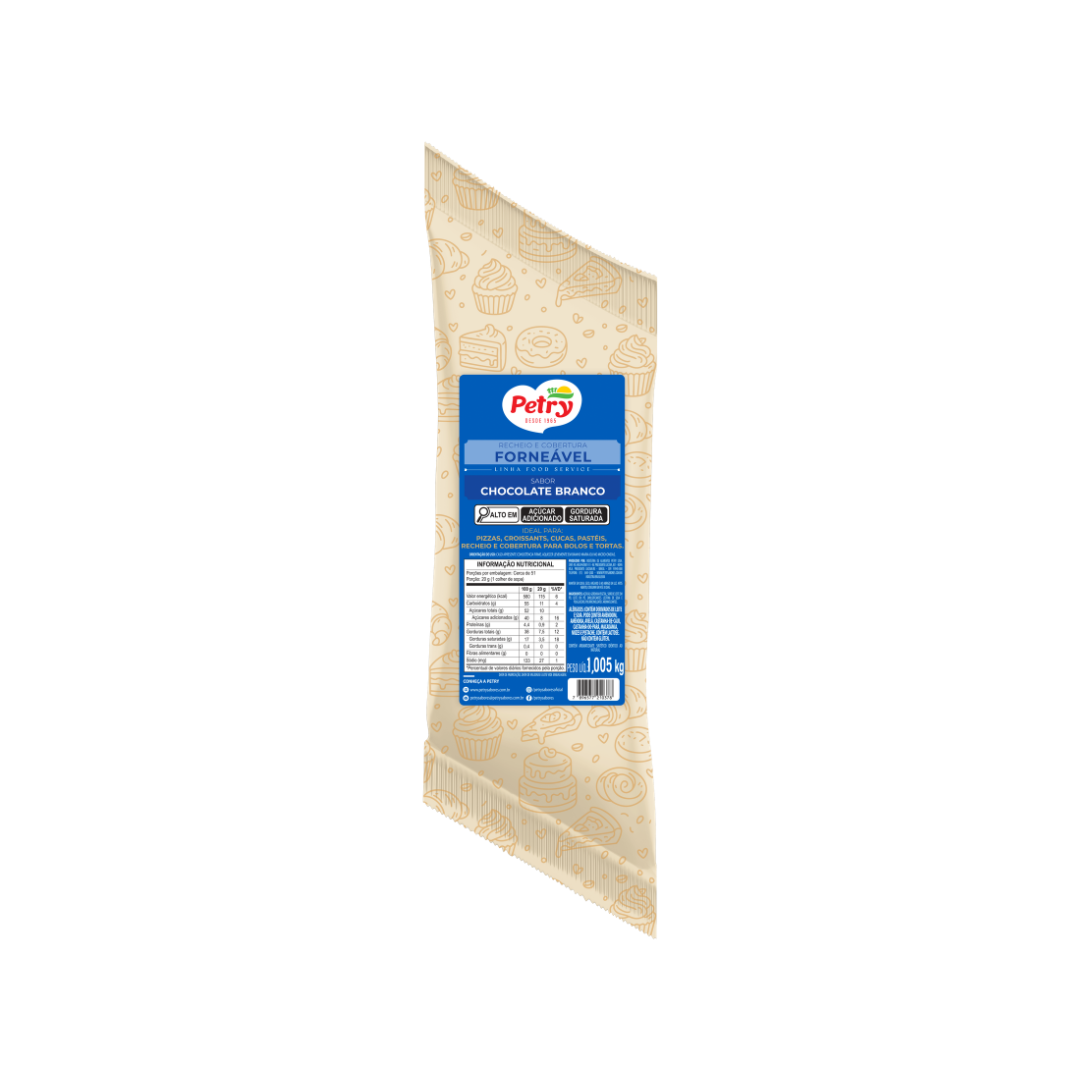 Recheio e cobertura Forneável Petry sabor Chocolate Branco 1,005kg