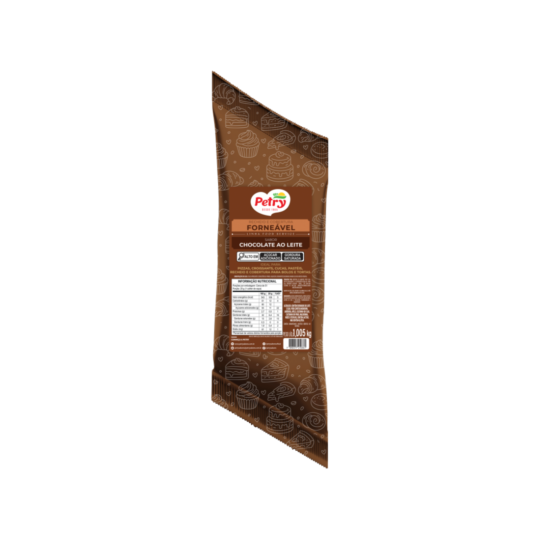 Recheio e cobertura Forneável Petry sabor Chocolate ao Leite 1,005kg