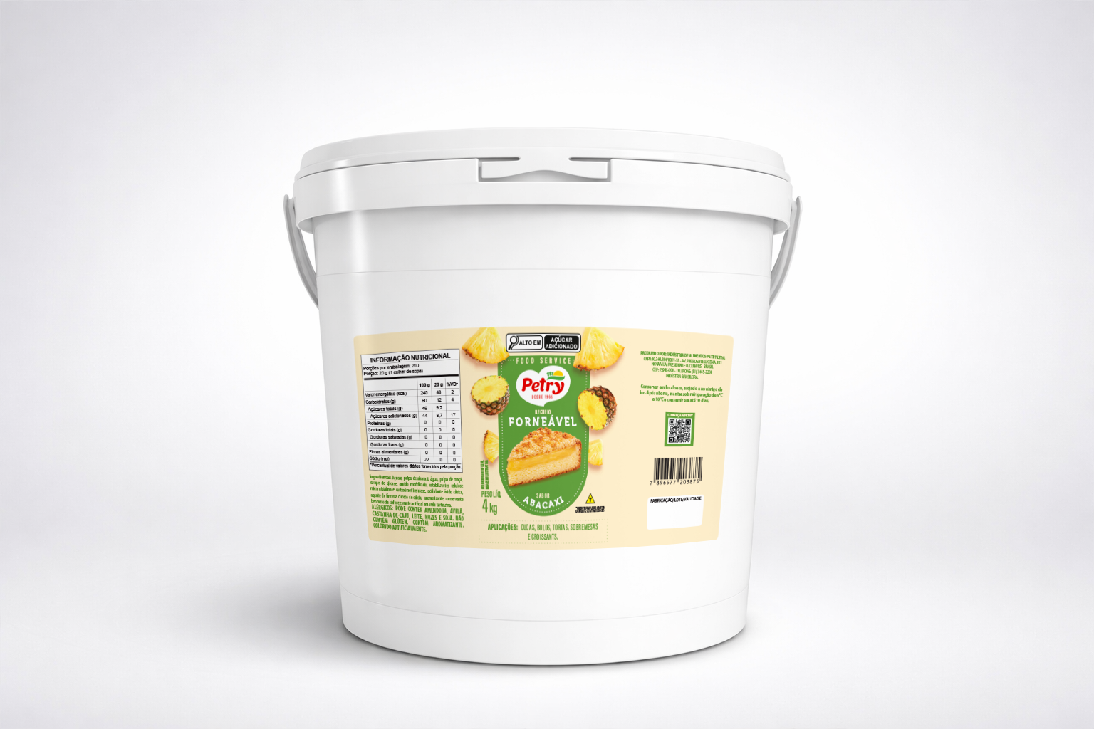 Recheio colonial de abacaxi Petry 4kg Forneável