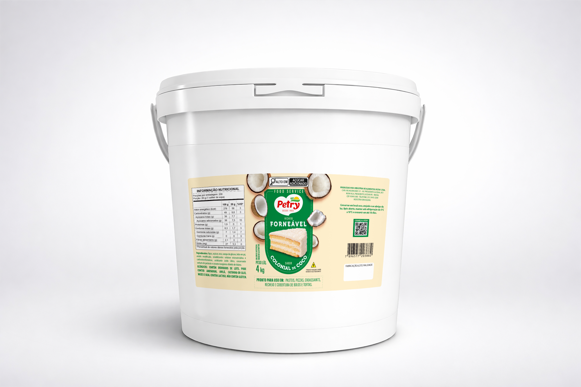 Recheio colonial de coco Petry 4kg Forneável