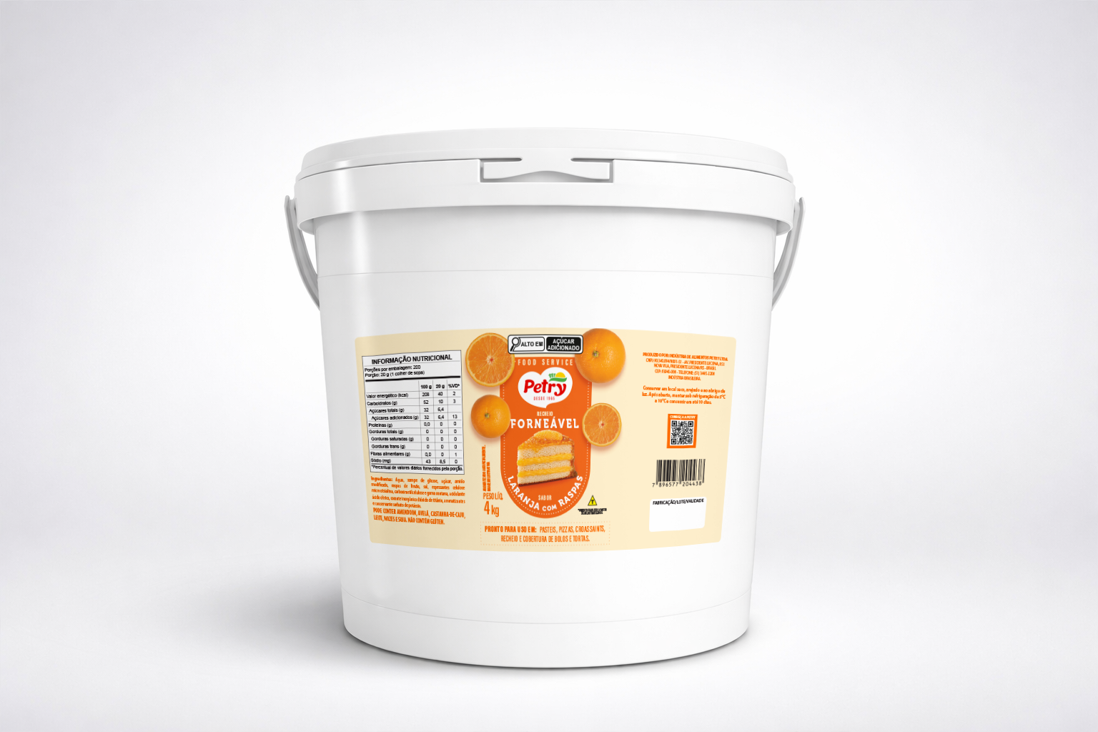Recheio colonial de laranja com raspas Petry 4kg Forneável
