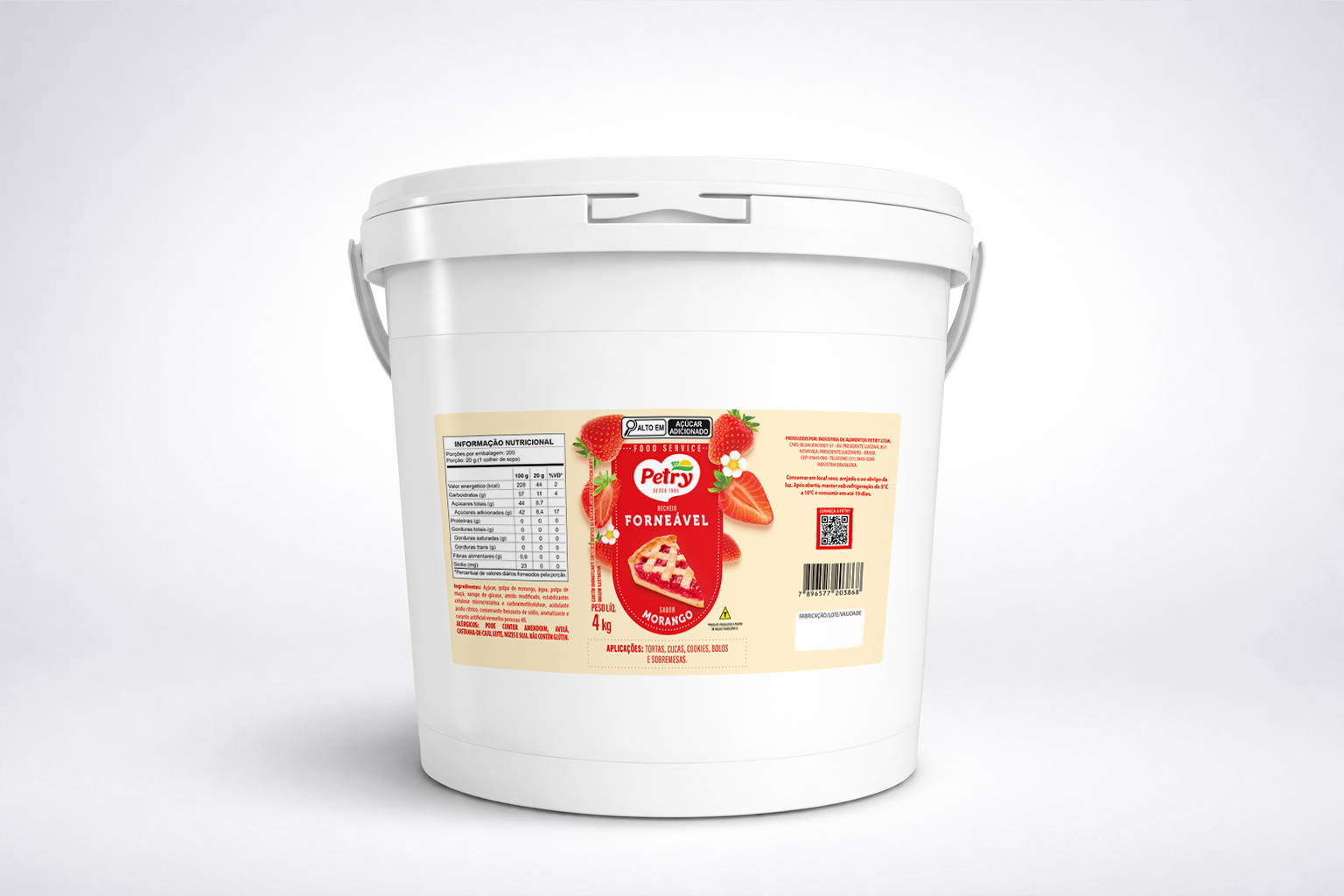 Recheio colonial de morango Petry 4kg Forneável