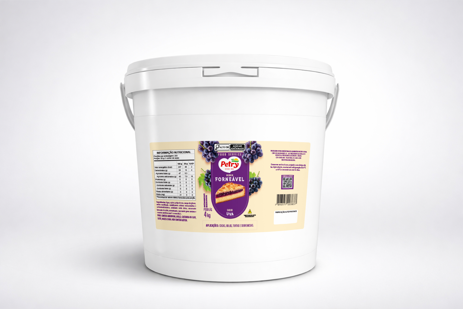 Recheio colonial de uva Petry 4kg Forneável