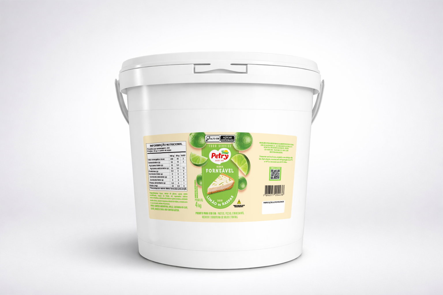 Recheio sabor limão com raspas Petry 4kg Forneável