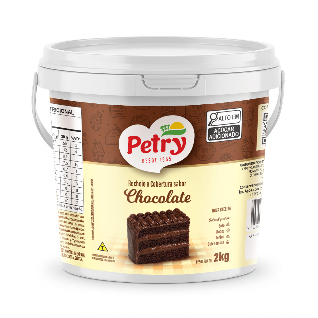 Recheio e cobertura sabor Chocolate Petry 2kg