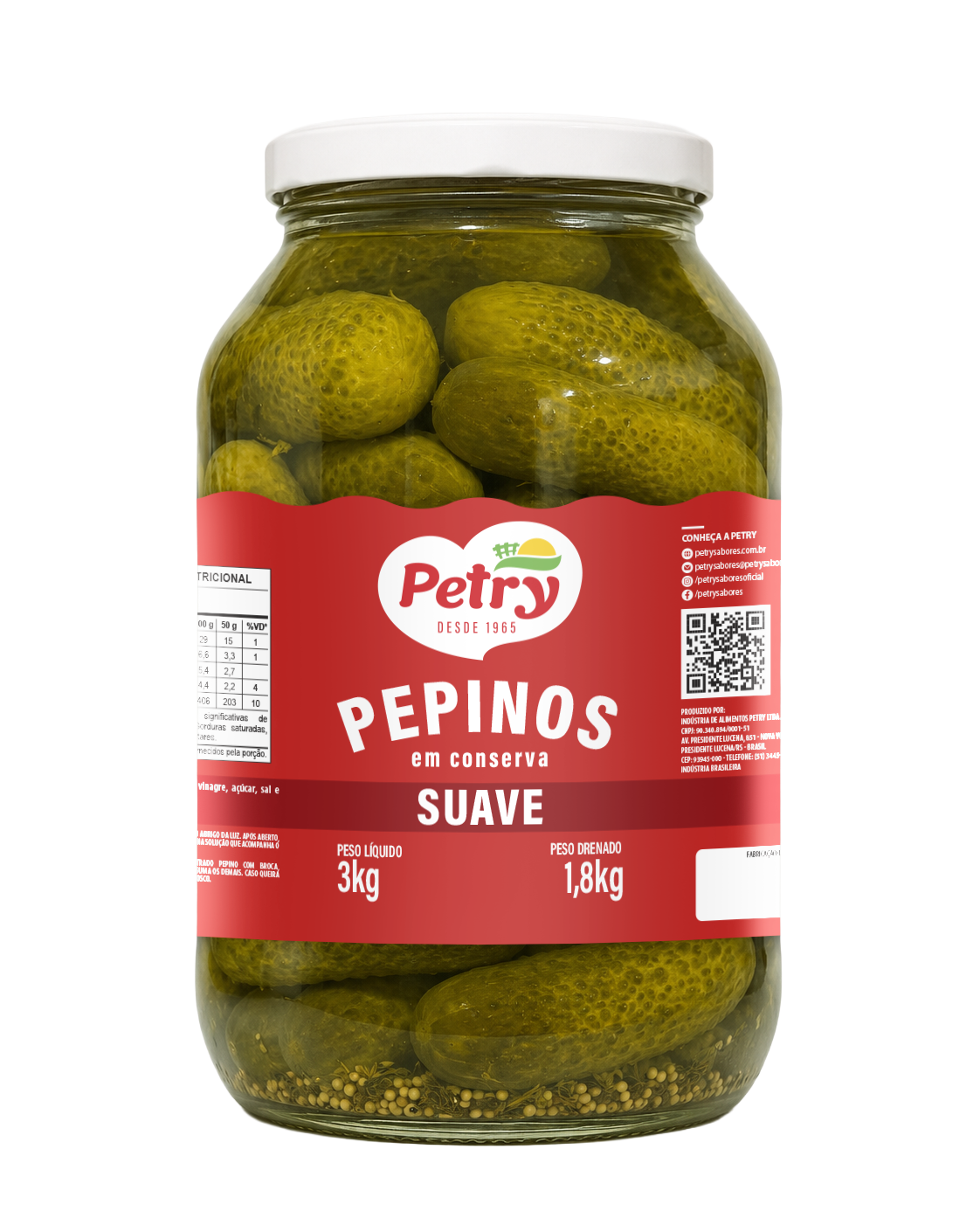 Pepinos em Conserva Suave Petry 1,8kg